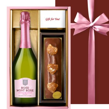 【クール便でお届け】ワインとスイーツ ギフトセット【無料 リボンラッピング メッセージカード】フランス ロゼ スパークリング 辛口 750ml パティシエ スイーツ 東京 LES CACAOS シャテーヌ 栗 ケーキ プレゼント 誕生日 内祝い 記念日 送料無料