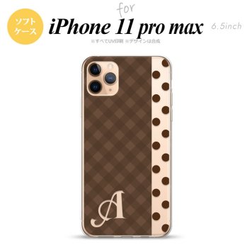 iPhone11ProMax iPhone11pro max スマホケース ソフトケース チェック ドット 茶 +アルファベット メンズ レディース nk-i11pm-tp1525i