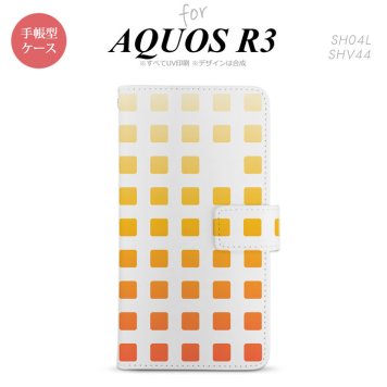 SH-04L/SHV44 AQUOS R3 手帳型スマホケース カバー スクエア ドット オレンジ  nk-004s-r3-dr1361
