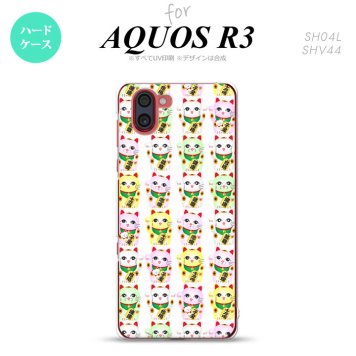 SH-04L SHV44 R3 AQUOS R3 スマホケース カバー 招き猫 白 nk-r3-152