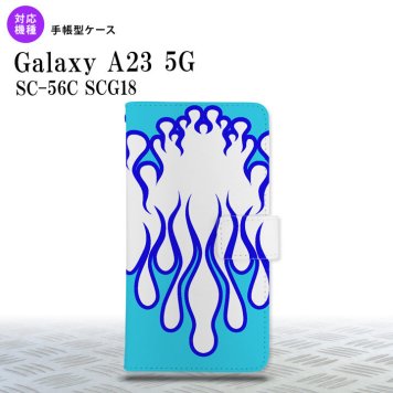 Galaxy A23 GalaxyA23 手帳型スマホケース カバー ファイヤー 炎 白 青 2022年 10月発売 nk-004s-a23-dr1308