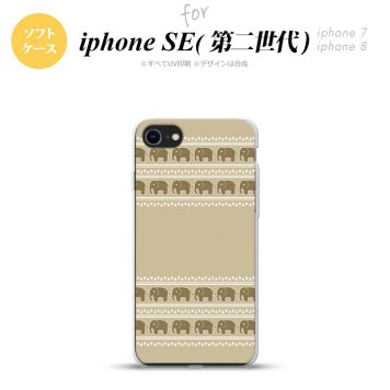 iPhoneSE 2 第二世代 iPhone8&iPhone7 共用 スマホケース 背面カバー ソフトケース エスニック ゾウ ベージュ おしゃれ かわいい かっこいい メンズ レディース nk-ise2-tp692