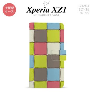 【手帳型 スマホ カバー ケース】【SO01K】【エクスペリア XZ1】手帳型 ケース SO-01K スマホ カバー Xperia XZ1 エクスペリア パッチワーク風 ミックスG nk-004s-so01k-dr1677【メール便送料無料】