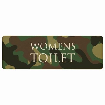 トイレ プレート 木製 WOMENS 文字タイプ 迷彩 カラー 長方形 18x6cm ドア サインプレート ピクトサイン トイレマーク表示 案内 注意 施設 御手洗 TOILET おしゃれ シンプル 安全対策