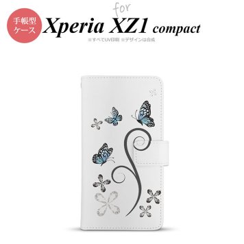【手帳型 スマホ カバー ケース】【SO02K】【エクスペリア XZ1】手帳型 ケース SO-02K スマホ カバー Xperia XZ1 Compact エクスペリア バタフライ・蝶（C） 黒 nk-004s-so02k-dr221【メール便送料無料】