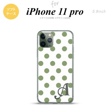 iPhone11Pro iPhone11 Pro スマホケース ソフトケース ドット 水玉 B 白 緑 +アルファベット メンズ レディース nk-i11p-tp108i