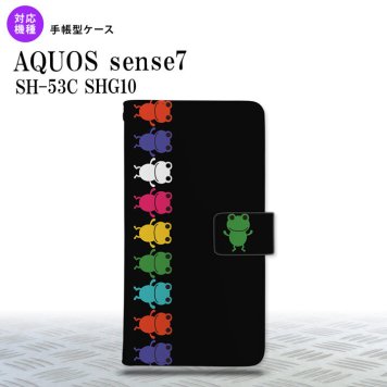 sense7 sense7 手帳型スマホケース カバー カエル かえる 帯 黒 2022年 11月発売 nk-004s-sens7-dr674