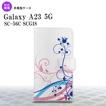 Galaxy A23 GalaxyA23 手帳型スマホケース カバー 草 ボタニカル 青 ピンク 2022年 10月発売 nk-004s-a23-dr1622