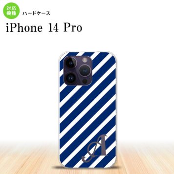iPhone14 Pro iPhone14 Pro スマホケース 背面ケース ハードケース ストライプ 青 白 +アルファベット 2022年 9月発売 nk-i14p-716i