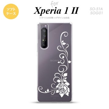 Xperia 1 II 5G スマホケース 背面カバー ストラップホール有り ソフトケース バラ B クリア 白 ストラップホール おしゃれ かわいい かっこいい メンズ レディース nk-xp12-tp1070