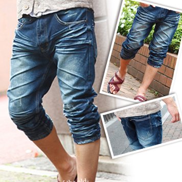 7分丈 ショートデニムパンツ　　　 ボトムス パンツ デニム ハーフパンツ 着こなし キレカジ 流行 デニム ダメージ加工 ジーンズ  母の日 福袋 　  2020