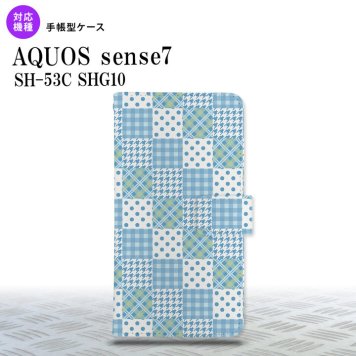 sense7 sense7 手帳型スマホケース カバー パッチワーク 水色 2022年 11月発売 nk-004s-sens7-dr1064
