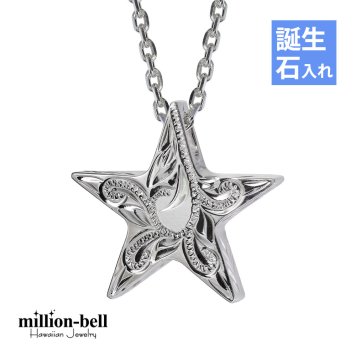 ハワイアンジュエリー ネックレス シルバー ネックレス 誕生石入れ可 スター 星 リバーシブル スクロール マイレリーフ シンプル シルバー925 ギフトラッピング可能 チェーン 長さ選べる プレゼント ハロウィン 【品番：CG-SP2505】