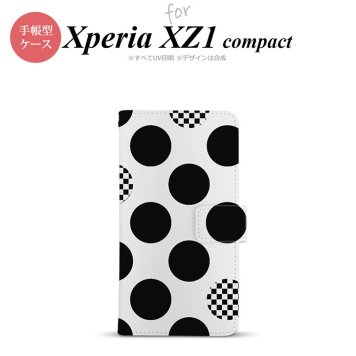 【手帳型 スマホ カバー ケース】【SO02K】【エクスペリア XZ1】手帳型 ケース SO-02K スマホ カバー Xperia XZ1 Compact エクスペリア 水玉A 白×黒 nk-004s-so02k-dr1112【メール便送料無料】