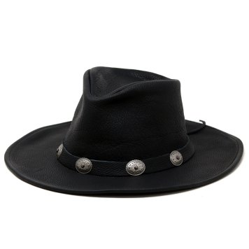 HENSCHEL ハット ヘンシェル テンガロンハット メンズ レザーハット 本革 帽子 WEEKEND WALKER カウボーイハット アメリカ製 コンチョアクセサリー ギフト 黒 BLACK ブラック テンガロン カウボーイ レザー 革 コンチョ カウレザー ポーラーハット ポーラー 敬老の日