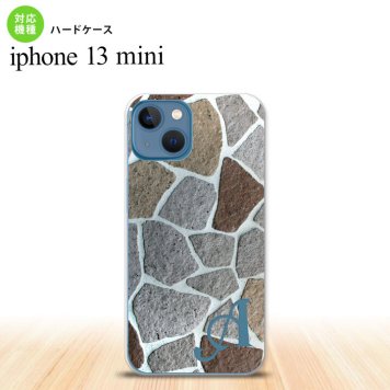 iPhone13mini iPhone13 mini ケース ハードケース ピクチャ 石畳 茶 +アルファベット  nk-i13m-733i