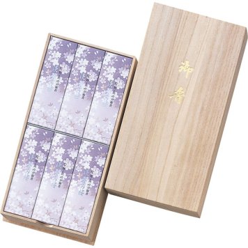 お中元 お返し 内祝い ギフト 家庭日用品 宇野千代 淡墨の桜 宇野千代のお線香新・淡墨の桜サック６入 桐箱入 37102  新築 お礼 引越し 志 仏事 送料無料