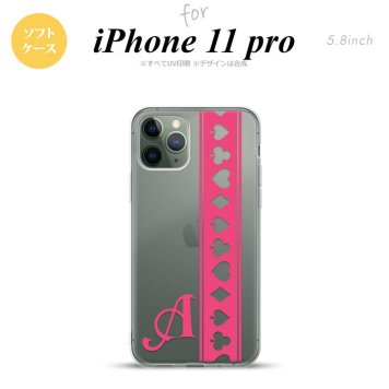 iPhone11Pro iPhone11 Pro スマホケース ソフトケース トランプ 帯 ピンク クリア +アルファベット メンズ レディース nk-i11p-tp530i