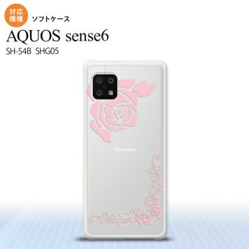 SH-54B SHG05 AQUOS sense6 スマホケース ソフトケース バラ A クリア ピンク メンズ レディース nk-sens6-tp1067