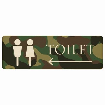トイレ プレート 木製 男女マーク 迷彩 カラー 左 矢印 長方形 27x9cm方向案内 進路ドア サインプレート ピクトサイン トイレマーク表示 案内 注意 施設 御手洗 TOILET おしゃれ シンプル 安全対策