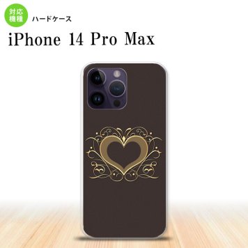 iPhone14 ProMax iPhone14 Pro Max スマホケース 背面ケース ハードケース ハート 飾り 茶 2022年 9月発売 nk-i14pm-611