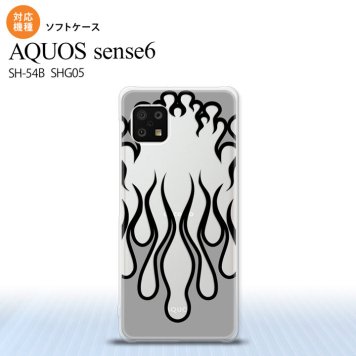 SH-54B SHG05 AQUOS sense6 スマホケース ソフトケース ファイヤー 炎 クリア 黒 メンズ レディース nk-sens6-tp1312