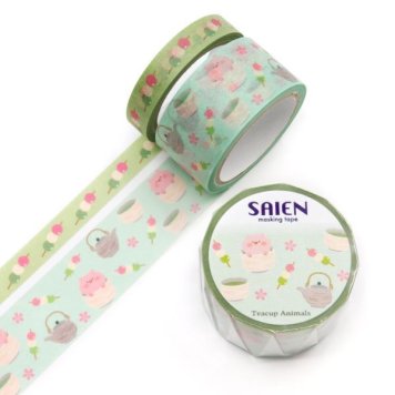 マスキングテープ Teacup Animals こぶた 2巻セット 8mm/20mm ※送料無料(ポスト投函)