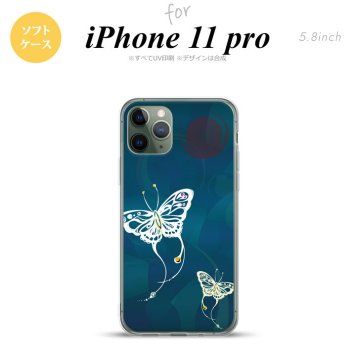 iPhone11Pro iPhone11 Pro スマホケース ソフトケース 蝶 和柄 青緑 メンズ レディース nk-i11p-tp1554