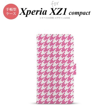 【手帳型 スマホ カバー ケース】【SO02K】【エクスペリア XZ1】手帳型 ケース SO-02K スマホ カバー Xperia XZ1 Compact エクスペリア 千鳥柄(大) ピンク白 nk-004s-so02k-dr917【メール便送料無料】