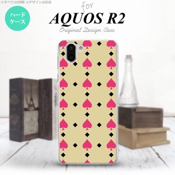 AQUOS R2 アクオス アール2 SH-03K SHV42 専用 スマホケース カバー ハードケース トランプ(スペード) ベージュ×ピンク nk-r2-540[スマホ,スマホケース,スマホカバー,ケース,カバー,ジャケット]