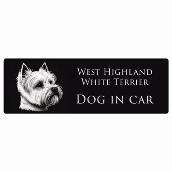 ドッグ カーステッカー イラスト付 Dog in Car ウェストハイランドホワイトテリア Aタイプ セーフティサイン 犬種別 長方形 15x5cm シール リア あおり運転対策 Dog Sticker 屋外 屋内 防水 かわいい おしゃれ 安全対策 カーサイン