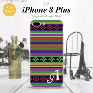 【iPhone8Plus】【スマホケース/スマホカバー】【アイフォン8プラス】iPhone8Plus スマホケース ケース アイフォン8プラス イニシャル エスニックボーダー 緑 nk-ip8p-tp1563ini【メール便送料無料】