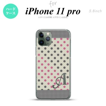 iPhone11Pro iPhone11 Pro スマホケース ハードケース ドット 水玉 C グレー ピンク +アルファベット メンズ レディース nk-i11p-1649i