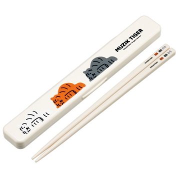 MUZIK TIGER (ムジークタイガー) 抗菌 音のならない箸・箸箱セット 箸18cm スケーター ※送料無料(ポスト投函)