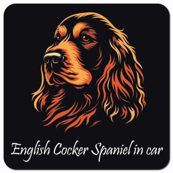 イラスト付 Dog in Car イングリッシュコッカースパニエル Aタイプ カーサイン 車 マグネットステッカー 犬 マグネット 強力 13x13cm 正方形 おしゃれ かわいい ドラレコステッカー 安全対策 危険運転 煽り運転 アニマル 動物 犬種別 屋外 防水 屋内