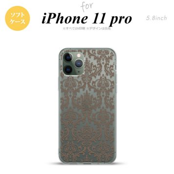 iPhone11Pro iPhone11 Pro スマホケース ソフトケース ダマスク A クリア 茶 メンズ レディース nk-i11p-tp461