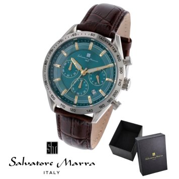 新品 2年保証 Salvatore Marra サルバトーレマーラ 腕時計 SM23104 SM23104-SSGRGD メンズ 男性 ステンレス レザー クォーツ 電池式 クロノグラフ 日付表示 24時間計 日本製 シルバー ブラウン グリーン ギフト プレゼント おすすめ 誕生日 クリスマス バレンタイン お祝い 送料無料