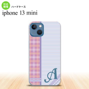 iPhone13mini iPhone13 mini ケース ハードケース チェック ボーダー 紫 +アルファベット  nk-i13m-1601i