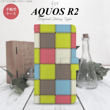 SH-03K/SHV42/706SH AQUOS R2 手帳型スマホケース カバー パッチワーク ミックス  nk-004s-r2-dr1677