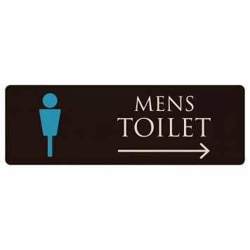 トイレ プレート 木製 MENS ブラック＆カラー 右 矢印 長方形 27x9cm方向案内 進路ドア サインプレート ピクトサイン トイレマーク表示 案内 注意 施設 御手洗 TOILET おしゃれ シンプル 安全対策