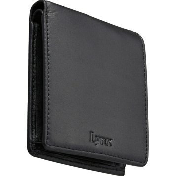 冬の贈り物ご挨拶  二つ折り財布 リンクス ブラック 11.5×2.5×9.5cm