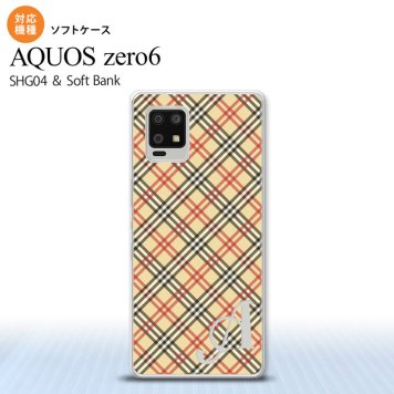 SHG04 SHG04 ZERO6 AQUOS zero6 スマホケース ソフトケース チェック A ベージュ 赤 +アルファベット メンズ レディース nk-zero6-tp445i