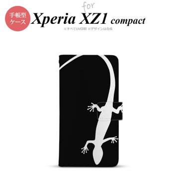 【手帳型 スマホ カバー ケース】【SO02K】【エクスペリア XZ1】手帳型 ケース SO-02K スマホ カバー Xperia XZ1 Compact エクスペリア トカゲ 黒×白 nk-004s-so02k-dr505【メール便送料無料】