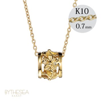 ゴールド ネックレス ハワイアンジュエリー ネックレス イエローゴールド バレル 樽 ハイビスカス 透かし模様 14K K14イエローゴールド K10 10Kあずきチェーン太0.7mm ギフトラッピング可能 彼女 妻 女性 レディース プレゼント ハロウィン 【品番：CG-GP106】