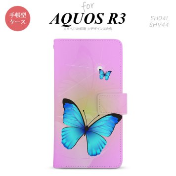 SH-04L/SHV44 AQUOS R3 手帳型スマホケース カバー バタフライ 蝶 ピンク  nk-004s-r3-dr211
