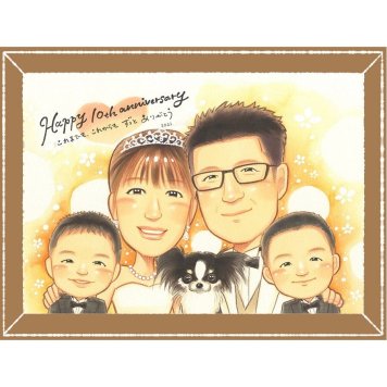 結婚10周年のプレゼントに、見た瞬間に、思わず笑顔になる似顔絵です。ラッピング対応で、贈り物として渡しやすい似顔絵です。 似顔絵 ギフト 結婚記念日 名入れ プレゼント 贈り物 手描き 結婚10周年 銀婚式 結婚記念日 家族 両親 夫婦 名入れ 下書き確認 修正無料 サプライズ そっくり 実績多数 宝物 感謝 結婚10周年 記念日 親孝行 周年 古希祝い 喜ばれる メモリアル オーダーメイド