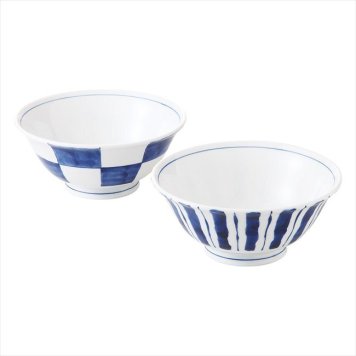 美濃焼 染付モダン ペアラーメン鉢　 14115  内祝 内祝い お祝 御祝 記念品 出産内祝い プレゼント 快気祝い 粗供養 引出物