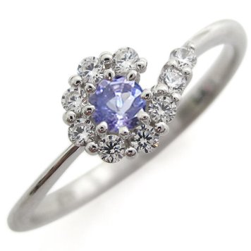 プラチナリング 結婚記念 タンザナイトリング 取り巻き 指輪
