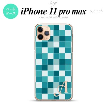 iPhone11ProMax iPhone11pro max スマホケース ハードケース スクエア モザイク ターコイズ +アルファベット メンズ レディース nk-i11pm-1017i