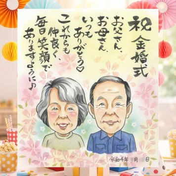 結婚記念日のプレゼントに、ご家族みんなで喜べる贈り物です。 贈り物 金婚式 似顔絵 名入れ 手描き ギフト プレゼント 結婚記念日 長寿 誕生日 お祝い ご夫婦 ご両親 家族 祖父 修正無料 名入れ 下書き確認 宝物 かわいい 似てる 実績多数 結婚50周年 感謝 一生もの 長寿 宝物 おすすめ 披露宴 メモリアルギフト バレンタインデー ブライダルギフト 大量注文 応援 二次会 節目 結婚祝い